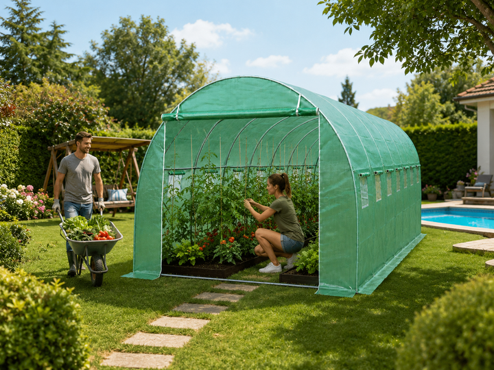 Теплиця Садова Посилена 40 М² 10 × 4 × 2 М 16 Вікон Армована Плівка Uv-4 Оцинкований Каркас 25 Мм Зелена (402874) - зображення 12