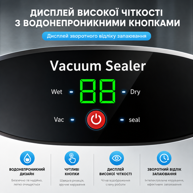Аккумуляторный вакуумный упаковщик JFBONIN C716-10 с цифровым дисплеем и функцией стерилизации - изображение 6