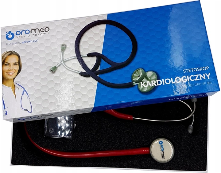 Stetoskop kardiologiczny dwustronny Oromed ORO SF-501 Red (5907222589267) - obraz 2