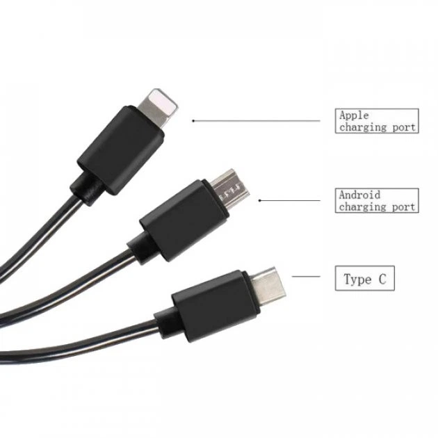 Трансмиттер FM модулятор CAR BT, с проводами: Type-C, MicroUSB, Lightning, черный - изображение 3