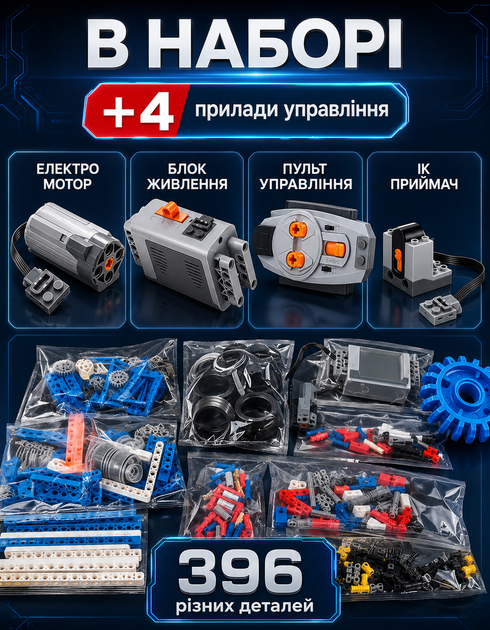 Конструктор детский TY-43 для мальчиков для детей техник робототехника игрушки на радиоуправлении игровые конструкторы на пульте для развития логики моторики 400 деталей из АКБ электронный развивающий учебный набор - Фото 2 Конструктор детский TY-43 для мальчиков для детей техник робототехника игрушки на радиоуправлении игровые конструкторы на пульте для развития логики моторики 400 деталей из АКБ электронный развивающий учебный набор - изображение 2
