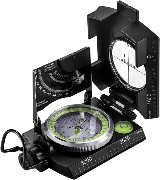 Wielofunkcyjny wojskowy metalowy kompas nawigacyjny Eyeskey z celownikiem i inklinometrem EK-4076 (5902944176214) - obraz 3