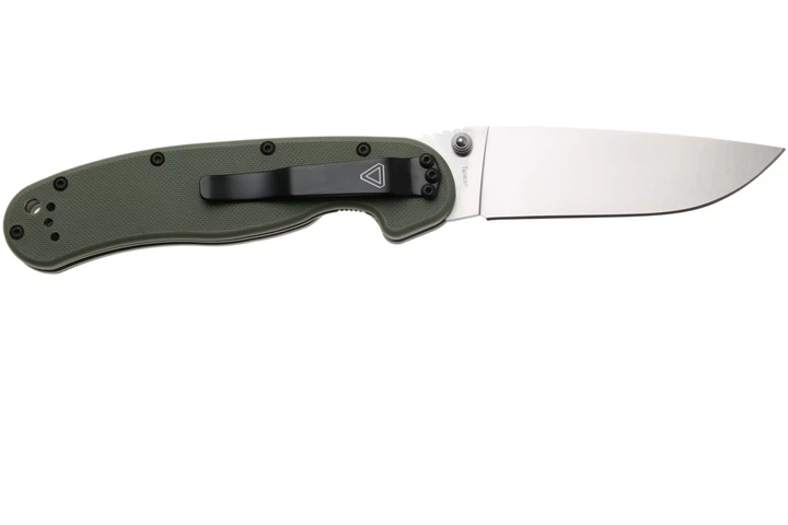 Ніж складаний Ontario Knife RAT I Linerlock, лезо Plain Satin D2, руківя OD Green GFN, Тайвань, ON8867OD - Фото 3 Ніж складаний Ontario Knife RAT I Linerlock, лезо Plain Satin D2, руківя OD Green GFN, Тайвань, ON8867OD - изображение 3