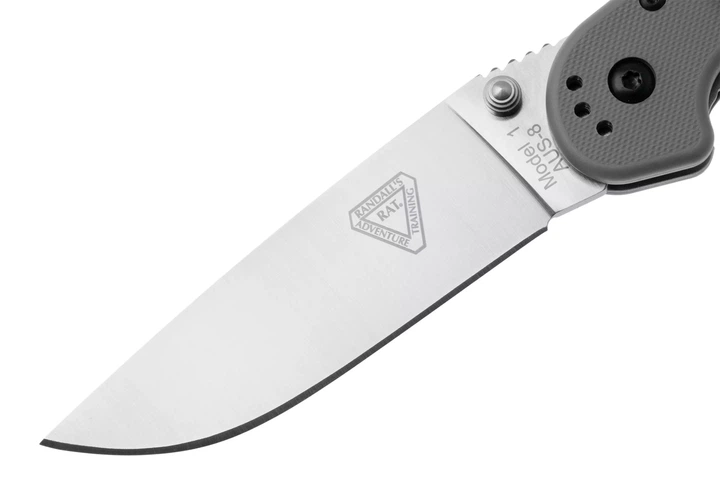 Ніж складаний Ontario Knife RAT I Linerlock, лезо Plain Satin AUS-8, руківя Grey GFN, Тайвань, ON8848GY - Фото 4 Ніж складаний Ontario Knife RAT I Linerlock, лезо Plain Satin AUS-8, руківя Grey GFN, Тайвань, ON8848GY - зображення 4