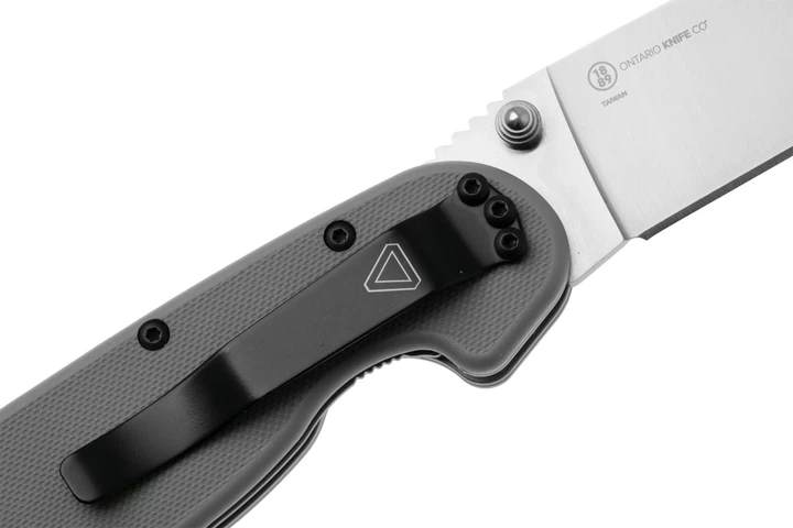 Ніж складаний Ontario Knife RAT I Linerlock, лезо Plain Satin AUS-8, руківя Grey GFN, Тайвань, ON8848GY - Фото 6 Ніж складаний Ontario Knife RAT I Linerlock, лезо Plain Satin AUS-8, руківя Grey GFN, Тайвань, ON8848GY - зображення 6