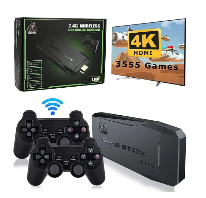Игровая приставка Game Stick Lite M8 64GB 4K на 10000 игр + 2 беспроводных джойстика, ретро консоль HDMI для телевизора - изображение 6