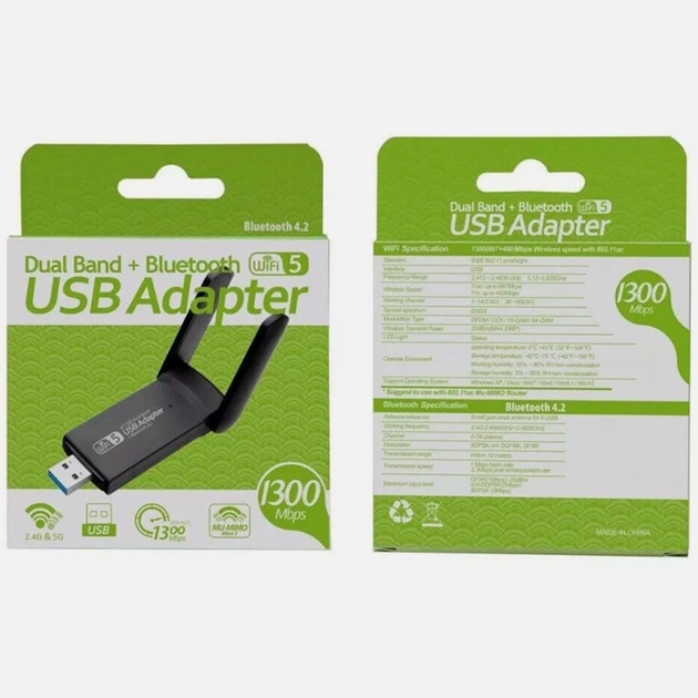 WiFi адаптер Fenvi 1300 Мбит/с Bluetooth 4.2 и USB 3.0 двухдиапазонный Черный (1015-553-00) - изображение 7