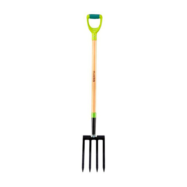 Вилы для копания Verto 4 зуба 127 см сталь D-рукоятка Black/Green (15G041) - изображение 2