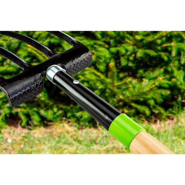 Вилы для копания Verto 4 зуба 127 см сталь D-рукоятка Black/Green (15G041) - изображение 4