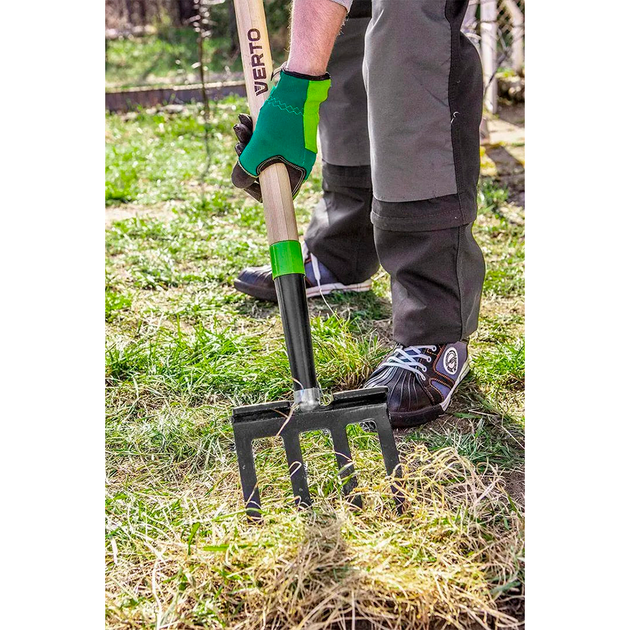 Вилы для копания Verto 4 зуба 127 см сталь D-рукоятка Black/Green (15G041) - изображение 6