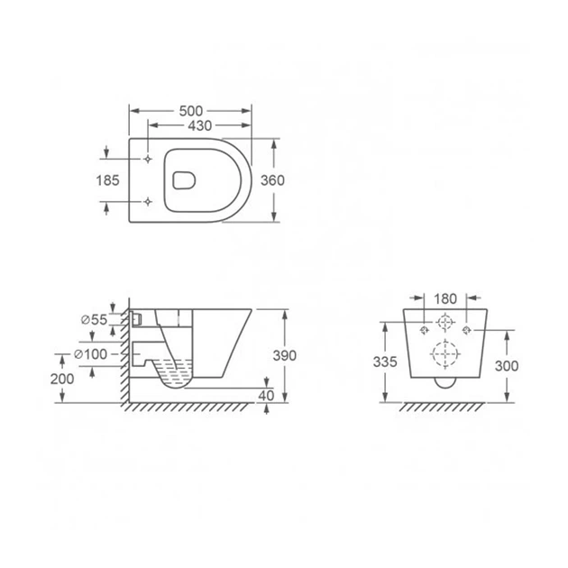 Унитаз подвесной Grace Rem Rimless WH8001B с сиденьем Soft Close - изображение 3