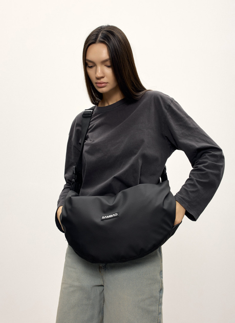 Жіноча сумка Sambag HOBO Bag-glove з внутрішніми кишенями та утепленими боковими кишенями з тканини Чорна - зображення 7