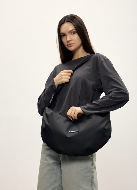 Жіноча сумка Sambag HOBO Bag-glove з внутрішніми кишенями та утепленими боковими кишенями з тканини Чорна - зображення 10