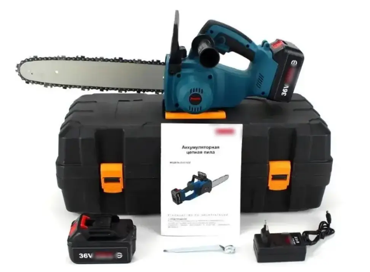 Акумуляторна ланцюгова пила Makita DUC122Z 36 В електропила безщіткова з шиною 30 см 6 А·год кроком 3/8 дюйма садова пилка з автозмащуванням безключовим натягуванням гальмом регулюванням обертів для дерев дров обрізання саду будівельних робіт 2 АКБ - зображення 7