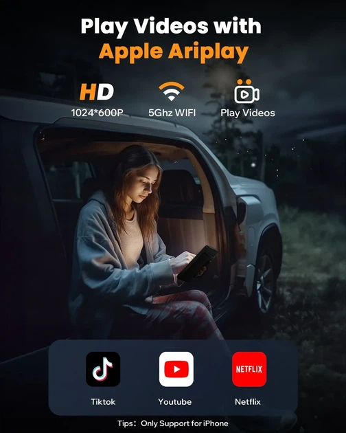 7-дюймова приладова панель автомобіля з Apple Carplay та Android Auto із задньою камерою 1080P - зображення 3