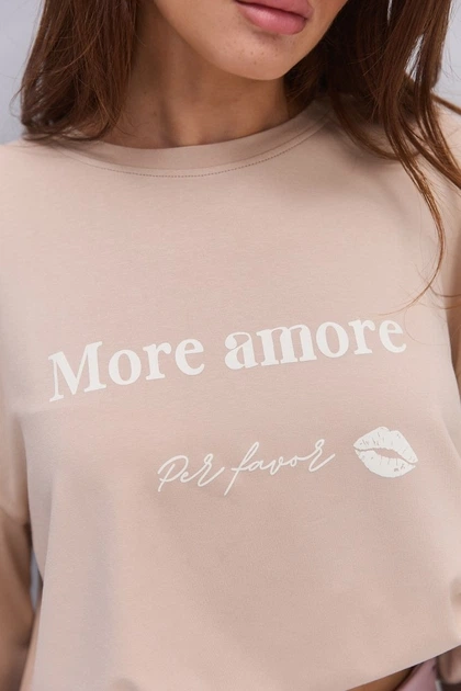 Жіночий лонгслів оверсайз бежевий з принтом more amore Arjen 35626, розмір універсальний - Фото 6 Жіночий лонгслів оверсайз бежевий з принтом more amore Arjen 35626, розмір універсальний - зображення 6
