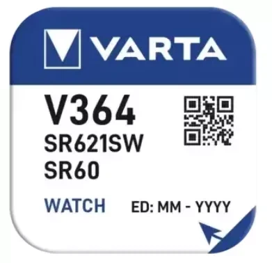Батарейка для годинника срібно-цинкова Varta 364 SR621SW AGI 164 LR60 LR621 1.55V (84) - зображення 2