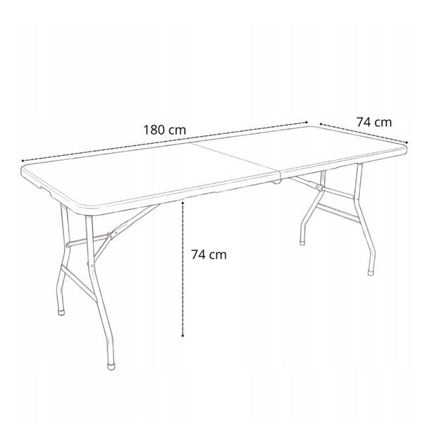 Складной стол для кейтеринга FunFit 180×74×4 см белый - изображение 4