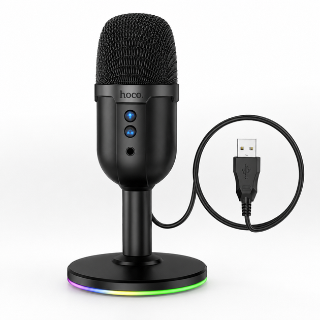 Настольный USB-микрофон Hoco L25 Bright с RGB-подсветкой - изображение 4