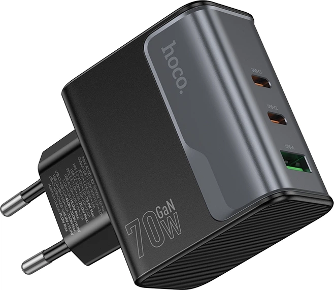 Сетевые зарядные устройства Hoco CS75A Star Speed PD70W (2C1A) Charger midnight Black - Фото 4 Сетевые зарядные устройства Hoco CS75A Star Speed PD70W (2C1A) Charger midnight Black - изображение 4