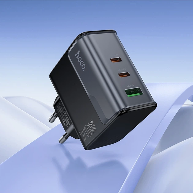 Сетевые зарядные устройства Hoco CS75A Star Speed PD70W (2C1A) Charger midnight Black - Фото 9 Сетевые зарядные устройства Hoco CS75A Star Speed PD70W (2C1A) Charger midnight Black - изображение 9
