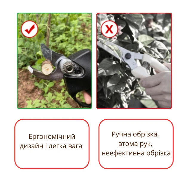 Акумуляторний секатор для обрізки гілок дерев (21V з 2 акумуляторами, чорний) - Фото 6 Акумуляторний секатор для обрізки гілок дерев (21V з 2 акумуляторами, чорний) - зображення 6