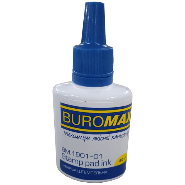 Упаковка штемпельної фарби BuroMax 30мл 12шт синя (BM.1901) - Фото 2 Упаковка штемпельної фарби BuroMax 30мл 12шт синя (BM.1901) - зображення 2