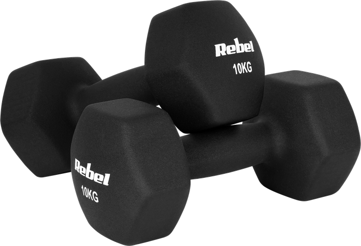 Набор неопреновых гантелей Rebel Active Hex 2 x 10 кг RBA-2330-10 (5901890124911) - Фото 2 Набор неопреновых гантелей Rebel Active Hex 2 x 10 кг RBA-2330-10 (5901890124911) - изображение 2