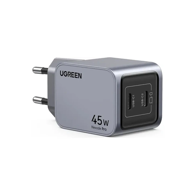 Зарядное устройство Ugreen 2xUSB-C PD45W GaN X707 gray (35008) - Фото 2 Зарядное устройство Ugreen 2xUSB-C PD45W GaN X707 gray (35008) - изображение 2