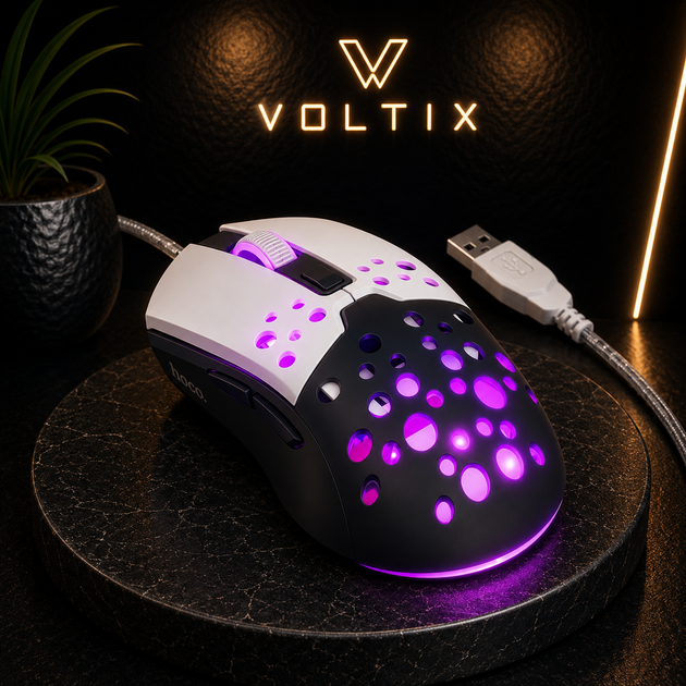 Проводная игровая мышь HOCO GM51 RGB, USB, 1.5 м, оптическая, бело-синяя - Фото 1 Проводная игровая мышь HOCO GM51 RGB, USB, 1.5 м, оптическая, бело-синяя - изображение 1