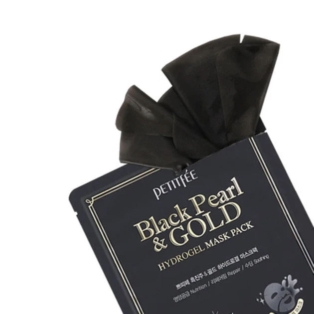 Гідрогелева маска з золотом і чорними перлами Petitfee Black Pearl & Gold Hydrogel Mask Pack 5 шт - зображення 3
