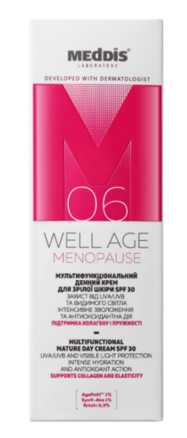 Мультифункциональный дневной крем для зрелой кожи Meddis Well Age Menopause SPF 30 50 мл - Фото 1 Мультифункциональный дневной крем для зрелой кожи Meddis Well Age Menopause SPF 30 50 мл - изображение 1