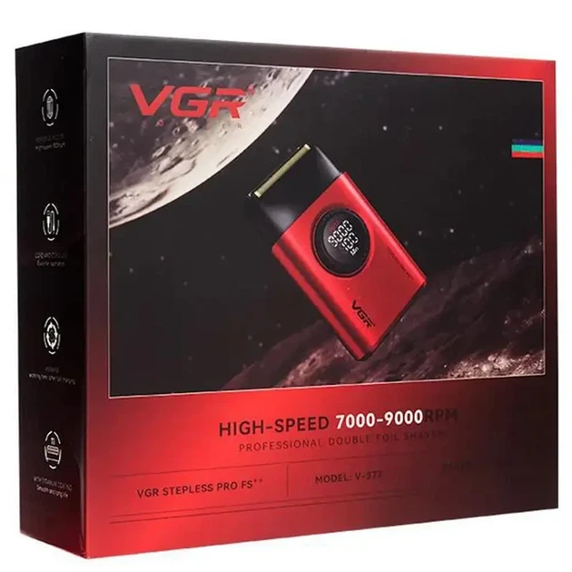 Электробритва шейвер VGR V-377 аккумуляторная для гладкого бритья с LED-дисплеем и двумя плавающими головками 1400 мАч USB Красная - изображение 6