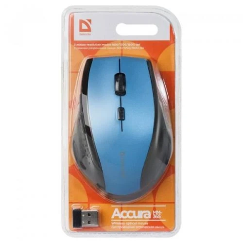 Миша бездротова Defender Accura MM-365, Blue/Black (52366) - зображення 4
