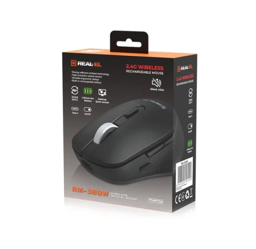 Мышь беспроводная REAL-EL RM-380W, Black (EL123200057) - изображение 9
