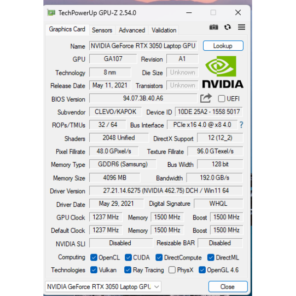 Ноутбук Clevo NH77HJ 17.3" FHD/IPS 144Hz / i7-11800H / 16Gb / 512Gb SSD / NVIDIA GeForce RTX 3050 (4 Gb) Б/В - изображение 8