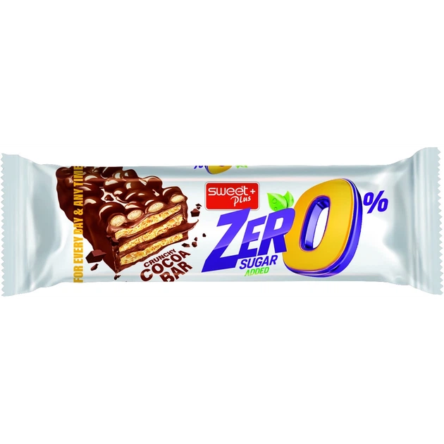 Батончик Zero Sugar без цукру 25г ваф. з какао И375 - Фото 1 Батончик Zero Sugar без цукру 25г ваф. з какао И375 - изображение 1