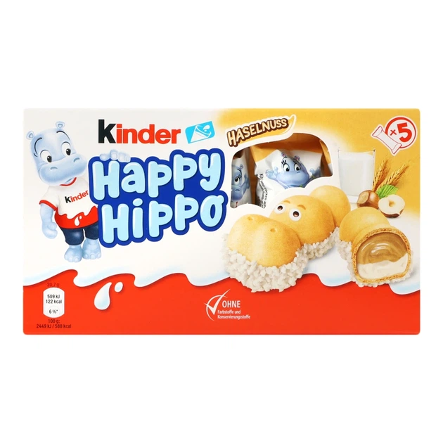 Вафлі Kinder Happy Hippo Лісовий горіх 103,5 г И486 - Фото 1 Вафлі Kinder Happy Hippo Лісовий горіх 103,5 г И486 - зображення 1