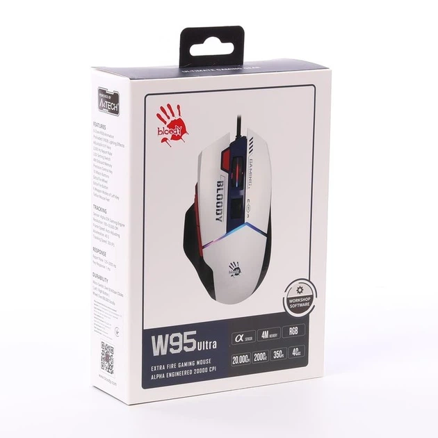 Компьютерная мышь A4tech Bloody W95 Ultra USB бело-черная (4711421002325) - изображение 9