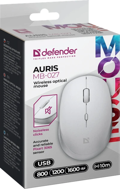 Компьютерная мышь Defender Auris MB-027 беспроводная бесшумная Белая (52028) - изображение 7
