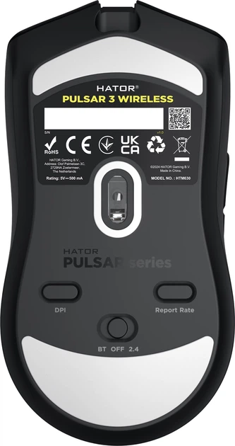 Компьютерная мышь Hator Pulsar 3 беспроводная оптическая 12000 dpi Bluetooth / 2.4 ГГц / USB RGB Черная (Pulsar 3) - изображение 6