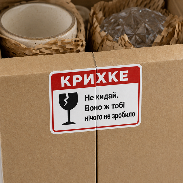 Іронічні заклейки «Крихке — Не кидай», 70×50 мм, 24 шт - Фото 2 Іронічні заклейки «Крихке — Не кидай», 70×50 мм, 24 шт - изображение 2