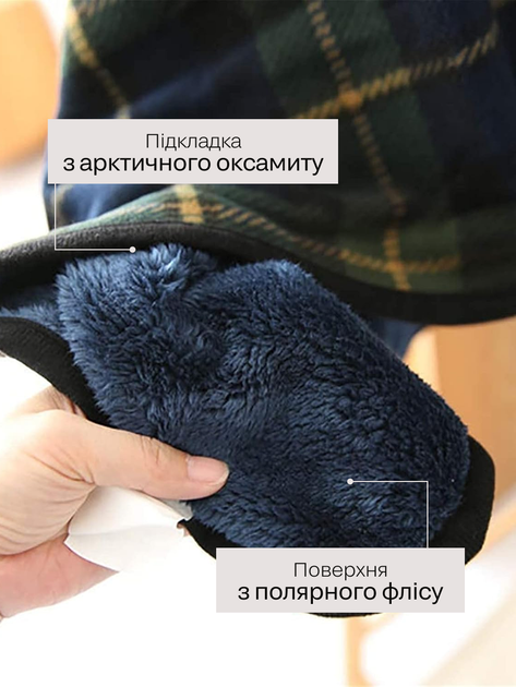 Плед-халат-шаль универсальный 100×140 см One size- теплая мягкая двухсторонняя накидка-плед в синюю клетку на кнопках KT9000904 - изображение 6