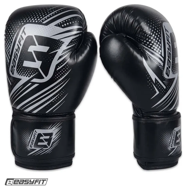 Боксерські рукавиці EasyFit PowerPunch 12 унцій (12 oz) (Чорний) - Фото 1 Боксерські рукавиці EasyFit PowerPunch 12 унцій (12 oz) (Чорний) - зображення 1