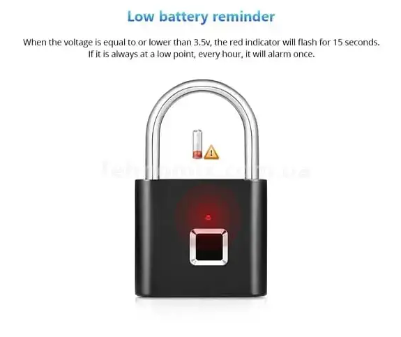 Умный навесной замок с отпечатком пальца, сенсорный биометрический замок, USB-зарядка, до 10 отпечатков, для сумки, шкафчика и чемодана (203) - изображение 5