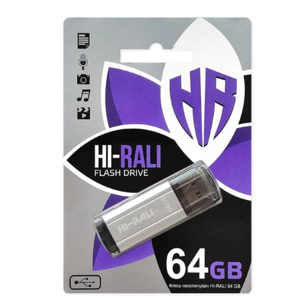 Флешка 64GB Hi-Rali Stark серебро - изображение 2