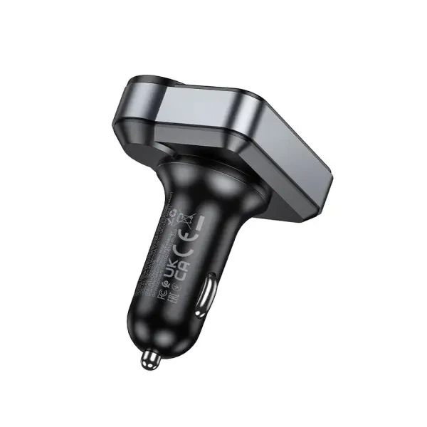 FM модулятор Hoco E86 Alegria, Car Charger, 2xUSB-A, 1xType-C, 48W dual port PD30W, QC3.0, Чорний - зображення 5