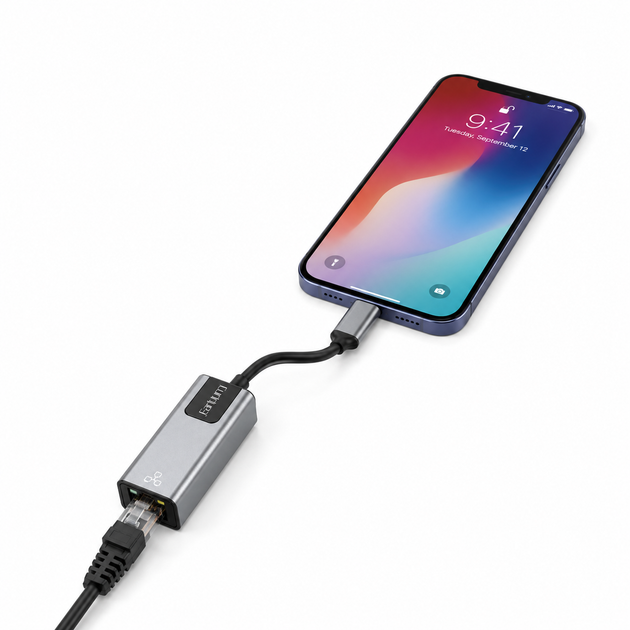 Адаптер мережевий USB-A + USB-C для підключення ноутбука, комп’ютера та планшета до дротового інтернету - Фото 3 Адаптер мережевий USB-A + USB-C для підключення ноутбука, комп’ютера та планшета до дротового інтернету - зображення 3