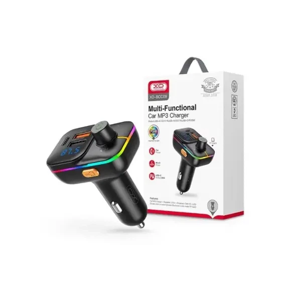 FM модулятор XO BCC09 Smart Bluetooth MP3 з TF Card slot +PD 25W, Чорний - зображення 3