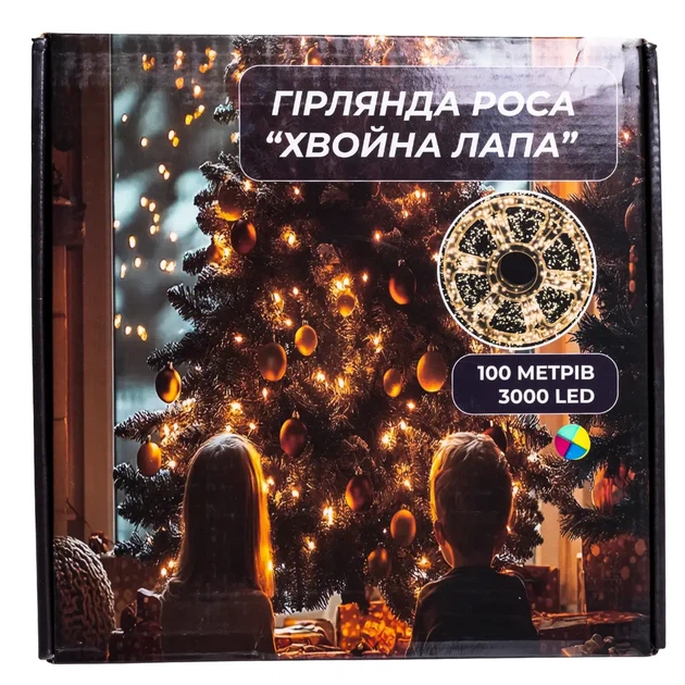 Гирлянда Роса Хвойная лапа 100 м 3000 LED Мультиколор зеленый провод новогодняя комнатная гирлянда для елки, фотозоны, декора - Фото 8 Гирлянда Роса Хвойная лапа 100 м 3000 LED Мультиколор зеленый провод новогодняя комнатная гирлянда для елки, фотозоны, декора - изображение 8